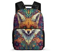 TPISLI Cartable Scolaire Renard Motif pour Garçons Filles 6-10 Ans Sac d'École Animal Thème CE1 CE2 Bookbag, Poches Latérales Détails en Feutre Cadeau de Rentrée