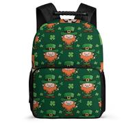 TPISLI Cartable Scolaire Saint-Patrick Cours Primaire pour Garçons Filles Sac d'École Clover Feuilles 5-10 Ans School Bag, Détails en Feutre Dos Rembourré Cadeau de Rentrée