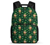TPISLI Cartable Scolaire Saint-Patrick pour Garçon Fille CP CE1 Sac d'École Clover Feuilles 7-12 Ans Bookbag, Poignée Solide Poches Latérales Loisirs Sorties