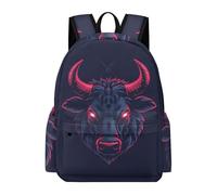 TPISLI Cartable Taureau Bison Garçon CM2 Collège Sac Scolaire Vache Taureau Élève Fille 8-14 Ans Sac à Dos Léger Imperméable pour École Cours et Voyage Usage Quotidien Loisirs