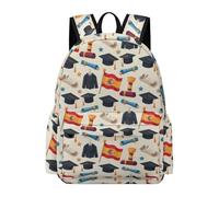 TPISLI Cartable Thème Remise de Diplôme Garçon CE2 Cartable Scolaire Drapeau Espagne Élèves 9-13 Ans Backpack Léger Durable Loisirs Usage Quotidien Sorties Loisirs Usage Quotidien