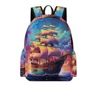 TPISLI Cartable Voilier Motif 8 Ans Filles Sac à Dos Coloré Nuages CE1 CE2 Garçons Cartable Scolaire Léger Imperméable pour Promenade Randonnée et Sorties Usage Quotidien Loisirs