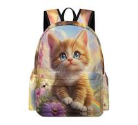 TPISLI Sac À Dos Animal Chaton Pour Garcon 7 À 12 Ans, Grande Capacité Voituretable Mignon Chat Adolescent En Polyester, Sacs Scolaires Filles Tendance Pour École Primaire Et College