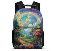 TPISLI Sac à Dos Arc-en-ciel pour Filles Garçons CE1 CE2 Cartable Beautiful Scenery 7-12 Ans School Bag, Poignée Solide Détails en Feutre Promenade Randonnée