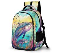 TPISLI Sac À Dos Baleine Bleue Spacieux Avec Beaucoup De Place Pour Les Adolescentes Et Garçons Vie marine Sac D’école Léger Pour Les Enfants