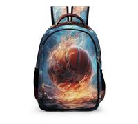 TPISLI Sac A Dos Basket-ball, Cartable Flamme Print Fille Pour Enfant Léger Et Imperméable, Sac École Garçons Personnalisé Mignon Pour Adolescents 7 Ans - 16ans