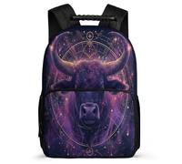 TPISLI Sac à Dos Bison Buffalo pour Garçons Filles 5-10 Ans Sac Collège Vache Bull CM1 CM2 Backpack, Détails en Feutre Léger Durable Promenade Randonnée
