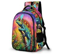 TPISLI Sac À Dos Caméléon Enfants Scolaire Cartable Animal Caméléon Mignon Backpack Unisexe Unique Avec Sangle De Garçon Et Fille Ados Backpack Voyage Bag