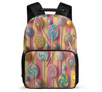 TPISLI Sac à Dos Candy Imprimé Enfants 8-12 Ans Sac Collège Colourful pour Garçons Filles CE1 CE2 Bookbag, Dos Rembourré Tissu 1680D Cadeau Anniversaire