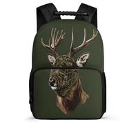 TPISLI Sac à Dos Cerf Motif pour Garçons Filles École Primaire Sac d'École Animal Elk Imprimé 5-10 Ans Daypack, Poches Latérales Poignée Solide Cadeau Anniversaire