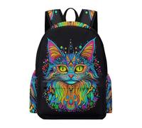 TPISLI Sac À Dos Chat Garcon Adolescent CE1 CE2, Voituretable Fille Animal Chaton Illustration Décontracté Pour École Primaire College, Sac A Dos Scolaire Pour Enfants 7 À 14 Ans