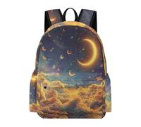 TPISLI Sac à Dos Ciel Étoilé Nuages Élève Garçon CM1 Sac d'École Lune Élève Fille 10 Ans Cartable Scolaire Ordinateur Portable Léger Imperméable pour Promenade École et Loisirs, School Bag