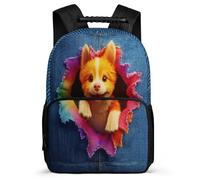 TPISLI Sac à Dos Coloré 3D Chien pour Garçons 7-12 Ans, Cartable Design Animal Chiot Enfants École Primaire, Backpack, Léger Durable, Poches Latérales, Voyage Quotidien