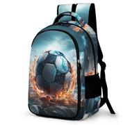 TPISLI Sac À Dos D'école Impression En 3D Cartable Football Soccer Adolescent Cartable Fire And Ice Print Garçon Personnalité Sac À Dos Pour Enfants