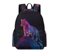 TPISLI Sac à Dos Design Tigre Garçon Fille 8-13 Ans Cartable Imprimé Animal CE2 CM1 Imperméable Durable pour Ordinateur Portable 14 Pouces Cours Voyage et Loisirs Usage Quotidien
