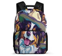 TPISLI Sac à Dos Drôle Border Collie Chien Enfants 7-11 Ans Cartable Aniaml pour Garçon Fille École Primaire Bookbag, Poches Latérales Léger Durable Cadeau Anniversaire