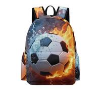TPISLI Sac à Dos Eau Feu Football 8-12 Ans Enfant Garçon Sac d'École Football CM1 CM2 Enfant Fille Cartable Scolaire Léger Imperméable pour École Voyage Loisirs et Cours Usage Quotidien