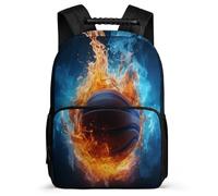 TPISLI Sac A Dos Enfant De Basket-ball Glace et Feu Garcon 12 Ans, Sac Basket-ball Fille Primaire, Sac À Dos Garcon Primaire, Grand CArtable Pour 7-13 Ans (40x28x16cm)