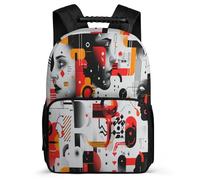 TPISLI Sac à Dos Face Graffiti Art École Primaire pour Filles Sac Scolaire Abstract 7-12 Ans Backpack, Détails en Feutre Poignée Solide Promenade Randonnée