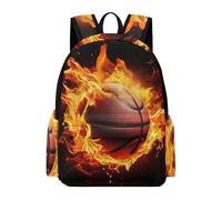 TPISLI Sac à Dos Feu Basketball Fille CM1 Cartable Scolaire Basketball Enfants CM2 11 Ans Backpack Léger Durable, Cadeau d'Anniversaire Sorties Loisirs Usage Quotidien