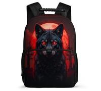 TPISLI Sac à Dos Full Lune Loup pour Garçon Fille 7-12 Ans Cartable Loups Lune École Primaire Daypack, Poches Latérales Détails en Feutre Cadeau de Rentrée