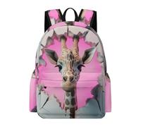TPISLI Sac à Dos Garçon Fille Design Girafe 7 Ans Sac Motif Animal 3D Primaire CE1 CE2 Cartable Scolaire Durable Grand Format pour École Voyage Loisirs, Bookbag Rentrée Scolaire et Cadeau