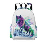 TPISLI Sac à Dos Garçon Fille Imprimé Loup 7 Ans Sac Motif Animal Loup Primaire CE1 CE2 Cartable Scolaire Durable Grand Format pour École Voyage Loisirs, Bookbag Rentrée Scolaire et Cadeau
