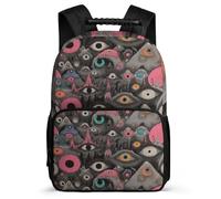 TPISLI Sac à Dos Graffiti Eye Art CE2 CM1 pour Garçons Filles Sac à Dos Colourful 6-10 Ans School Bag, Détails en Feutre Poches Latérales Cadeau Anniversaire