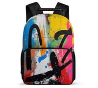 TPISLI Sac à Dos Graffiti pour Garçons Filles CM1 CM2 Sac Scolaire Colourful Motif 6-10 Ans Daypack, Dos Rembourré Poches Latérales Cadeau Anniversaire