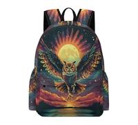 TPISLI Sac à Dos Hibou Motif Ado Fille CM2 Cartable Lune Oiseau Imprimé Adolescent Garçon 9-13 Ans Sac d'École Grand Durable pour Loisirs Sorties et Usage Quotidien École Voyage Cours