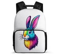 TPISLI Sac à Dos Imprimé Animal Lapin pour Garçons 7-12 Ans, Cartable Motif Lapin Enfants École Primaire, Backpack, Léger Durable, Poches Latérales, Voyage Quotidien