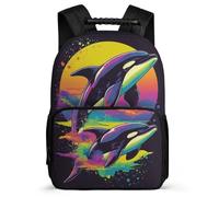 TPISLI Sac à Dos Imprimé Baleine Enfants 7-11 Ans, Cartable Créature Marine pour Garçons Filles, Sac Scolaire, School Bag, Léger Durable, Poches Latérales, Voyage Quotidien
