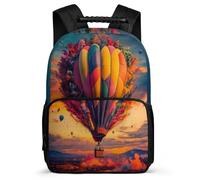 TPISLI Sac à Dos Imprimé Montgolfière Air Ballon Enfants 7-12 Ans, Cartable Coloré pour Élèves, Sac Scolaire, Daypack, Tissu 1680D, Détails en Feutre, Rentrée Voyage
