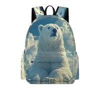 TPISLI Sac à Dos Imprimé Ours Polaire Garçon Fille 9-12 Ans Sac Motif Animal Primaire CE1 CE2 Cartable Scolaire Léger Grand Format pour École Voyage Loisirs, School Bag Rentrée Scolaire et Cadeau
