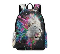 TPISLI Sac à Dos Lion Coloré Enfants 7-11 Ans Cartable Art Animal Fille 9 Ans Cartable Durable Grand Léger Loisirs Usage Quotidien Randonnée Promenade