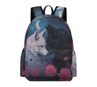 TPISLI Sac à Dos Loups Roses Garçon Fille 8-13 Ans Cartable Design Loup CE2 CM1 Imperméable Durable pour Ordinateur Portable 14 Pouces Cours Voyage et Loisirs Usage Quotidien