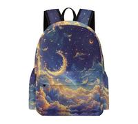TPISLI Sac à Dos Lune CM1 CM2 Garçon Cartable Ciel Étoilé Nuages 10 Ans Élève Fille Sac d'École Imperméable Grand pour Usage Quotidien Promenade et Voyage Loisirs Cours Cadeau de Rentrée
