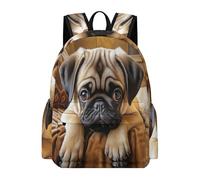 TPISLI Sac à Dos Mignon Carlin Chien Enfant Garçon Cartable Animal Chiot Fille 10 Ans CM1 CM2 Cartable Scolaire Léger Imperméable pour École Voyage et Usage Quotidien Loisirs Cours