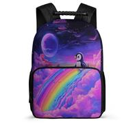 TPISLI Sac à Dos Mignon Pingouin pour Garçons 6-11 Ans, Cartable Animal Arc-en-ciel Sac d'École Enfants, Backpack, Promenade Randonnée, Usage Quotidien, Cadeau