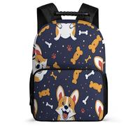 TPISLI Sac à Dos Motif Corgis Chien pour Fille Garçon 7-11 Ans, Cartable Mignon Chiot Enfants École Primaire, Bookbag, Tissu 1680D, Détails en Feutre, Rentrée Voyage
