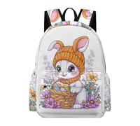 TPISLI Sac à Dos Motif Lapin pour Filles et Garçons 10 Ans Cartable Scolaire Animal Lapin Primaire Sac d'École Léger Durable pour Cours Voyage Loisirs, Backpack Usage Quotidien et Sorties