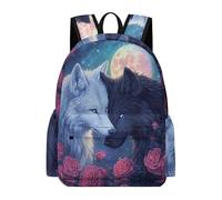 TPISLI Sac à Dos Motif Loup Garçon Fille 7 Ans Sac Motif Animal Loup CE2 CM1 Cartable Scolaire Léger Imperméable pour École Voyage Loisirs Usage Quotidien, Bookbag Rentrée Scolaire et Cadeau