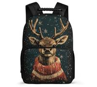 TPISLI Sac à Dos Noël Renne Cm1 Cm2 pour Élèves, Cartable Motif Cerf Sac Scolaire Enfants, Daypack, Dos Rembourré, Poignée Solide, Loisirs Sorties