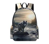 TPISLI Sac À Dos Pour Filles，Enfants Sac D'école Primaire Étudiants Cartables Animaux Le Loup Scolaires Impression De Le Loup Sacs Léger Voyage Élèves Cadeaux De Rentrée Ccolaire 6-12 Ans