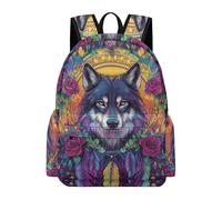 TPISLI Sac à Dos pour Garçons et Filles Coloré Loup 10-12 Ans Cartable Design Animal Loup CM2 Léger Durable À la Mode pour École Promenade Voyage Loisirs Usage Quotidien Rentrée Scolaire