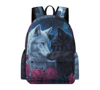TPISLI Sac à Dos pour Garçons et Filles Couples Loup Animal Loups 9-11 Ans Cartable 343 CP CE1 Grand Format Durable pour Cours Randonnée Voyage et Usage Quotidien Rentrée Scolaire
