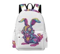 TPISLI Sac à Dos pour Garçons et Filles Imprimé Lapin 12-15 Ans Cartable Animal Lapin CM1 CM2 Imperméable Durable pour Ordinateur Portable 15,6 Pouces Cours et Voyage Usage Quotidien