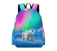 TPISLI Sac à Dos pour Garçons et Filles Motif Ours Polaire Aurore 8-11 Ans Cartable Animal Primaire CE1 CE2 Grand Format Léger Durable pour École Rentrée Scolaire Voyage et Usage Quotidien
