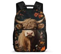 TPISLI Sac à Dos Vache pour Garçons Filles 6-10 Ans, Cartable Écossais Highland Vache Sac d'École Enfants, School Bag, Dos Rembourré, Poignée Solide, Loisirs Sorties