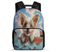 TPISLI Sac à Dos Yorkshire Terrier Chien pour Fille Garçon Cours Primaire Cartable 3D Chiot Imprimé 5-10 Ans Daypack, Poches Latérales Léger Durable Promenade Randonnée